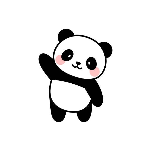 Home Panda mascot illustration waving